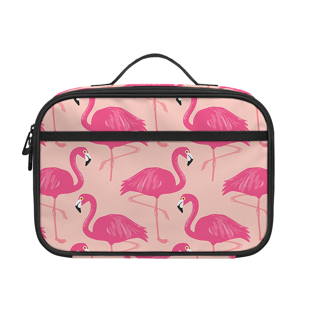 Pink Flamingo Pattern Print Portable Lunch Bag