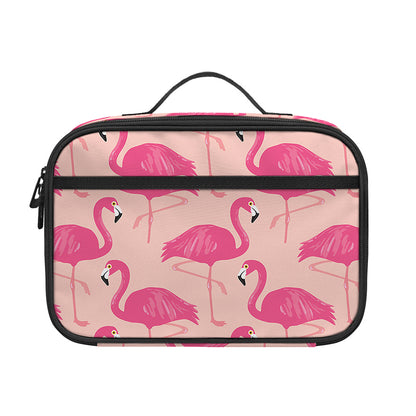 Pink Flamingo Pattern Print Portable Lunch Bag