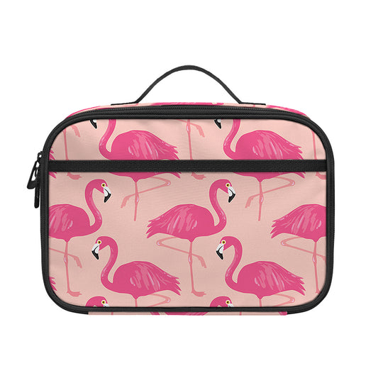 Pink Flamingo Pattern Print Portable Lunch Bag