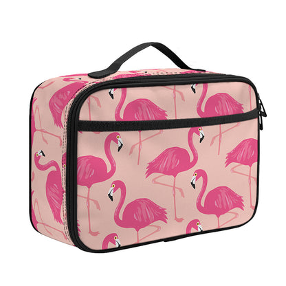 Pink Flamingo Pattern Print Portable Lunch Bag