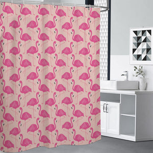 Pink Flamingo Pattern Print Premium Shower Curtain