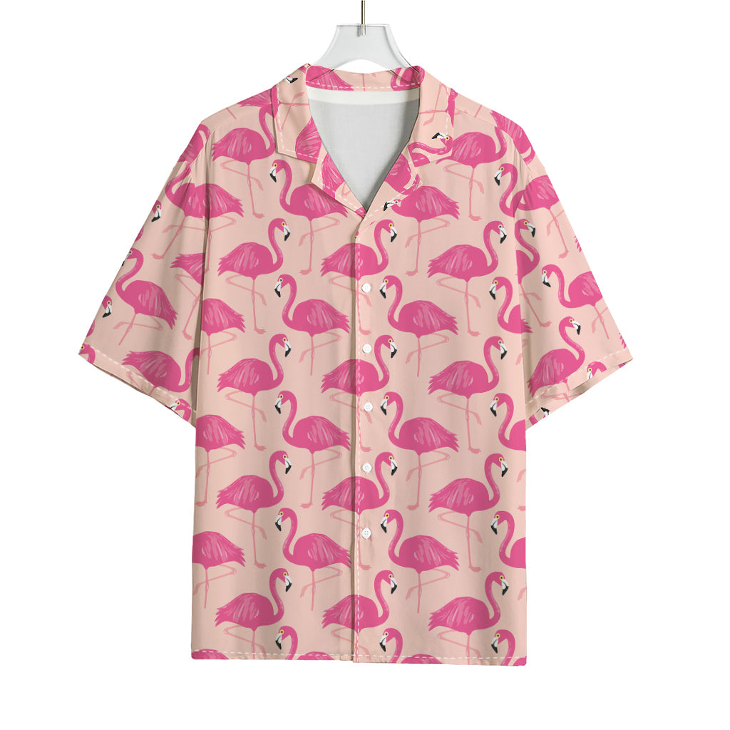 Pink Flamingo Pattern Print Rayon Hawaiian Shirt