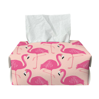 Pink Flamingo Pattern Print Rectangle Tissue Box Cover