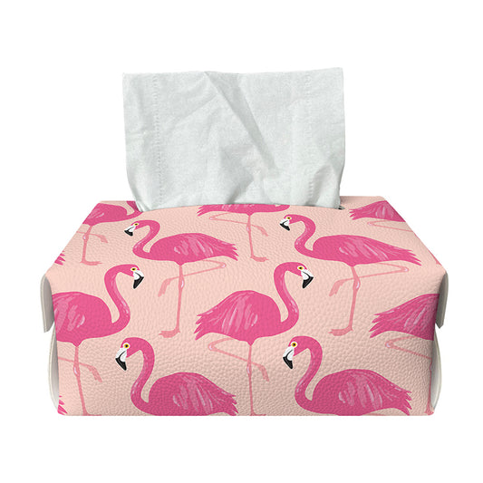 Pink Flamingo Pattern Print Rectangle Tissue Box Cover