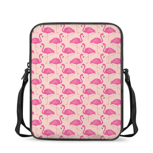 Pink Flamingo Pattern Print Rectangular Crossbody Bag