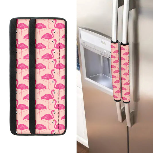 Pink Flamingo Pattern Print Refrigerator Handle Covers