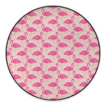 Pink Flamingo Pattern Print Round Floor Mat