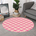 Pink Flamingo Pattern Print Round Rug