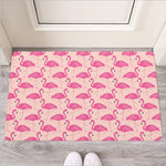 Pink Flamingo Pattern Print Rubber Doormat