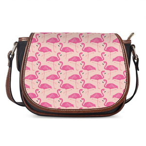 Pink Flamingo Pattern Print Saddle Bag