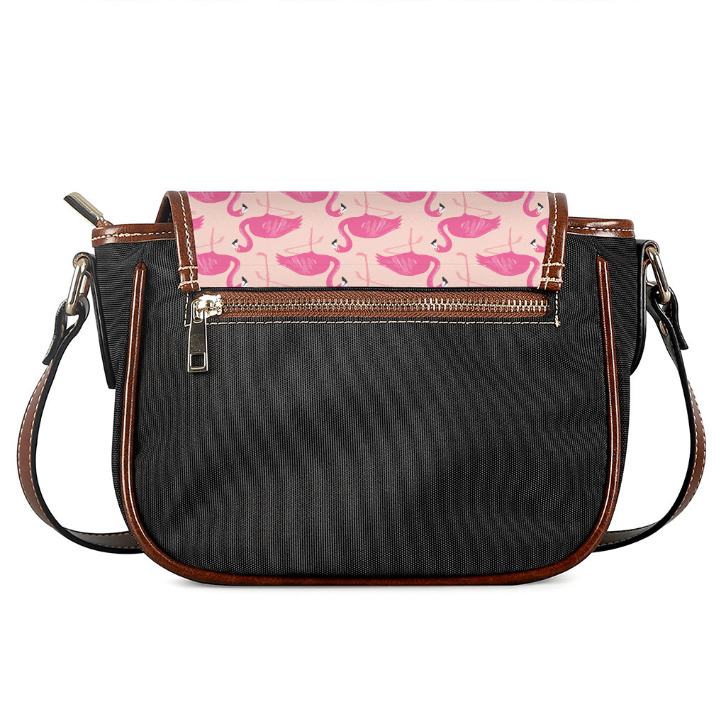 Pink Flamingo Pattern Print Saddle Bag