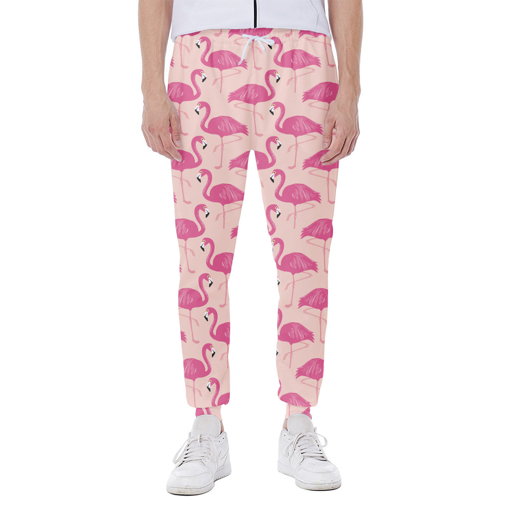 Pink Flamingo Pattern Print Scuba Joggers