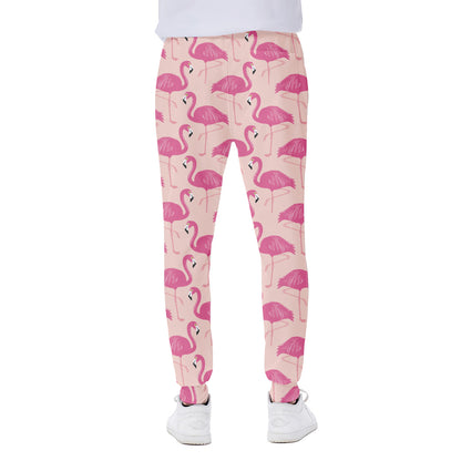Pink Flamingo Pattern Print Scuba Joggers