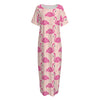 Pink Flamingo Pattern Print Short Sleeve Long Nightdress