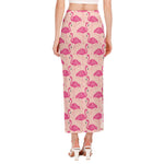 Pink Flamingo Pattern Print Side Slit Maxi Skirt