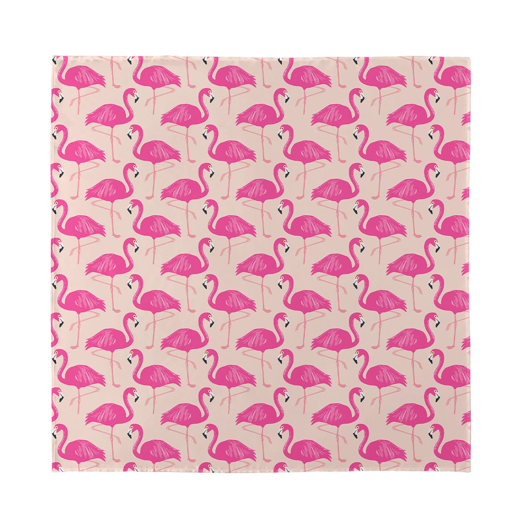 Pink Flamingo Pattern Print Silk Bandana