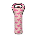 Pink Flamingo Pattern Print Single Neoprene Wine Tote