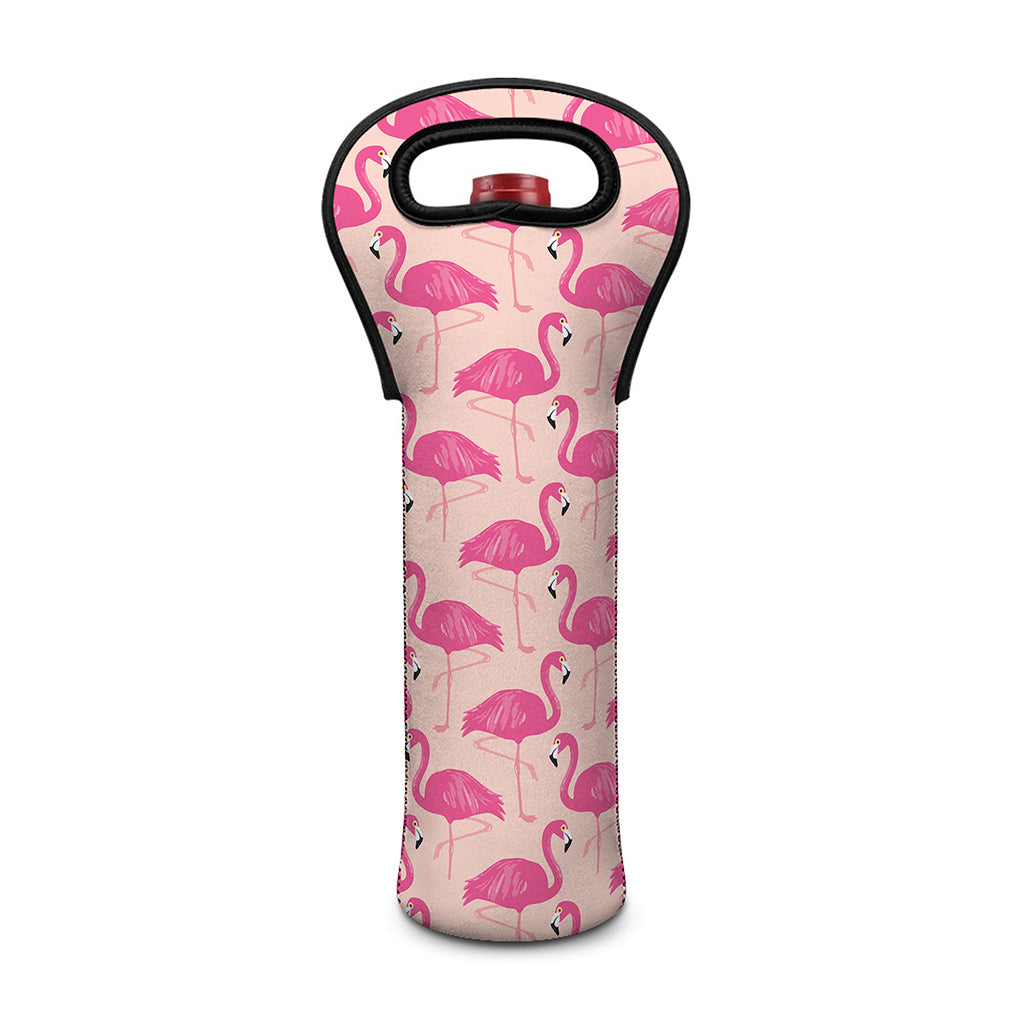 Pink Flamingo Pattern Print Single Neoprene Wine Tote