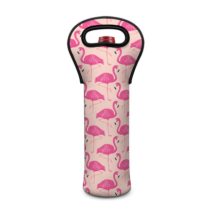 Pink Flamingo Pattern Print Single Neoprene Wine Tote