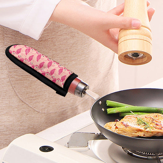 Pink Flamingo Pattern Print Skillet Handle Cover