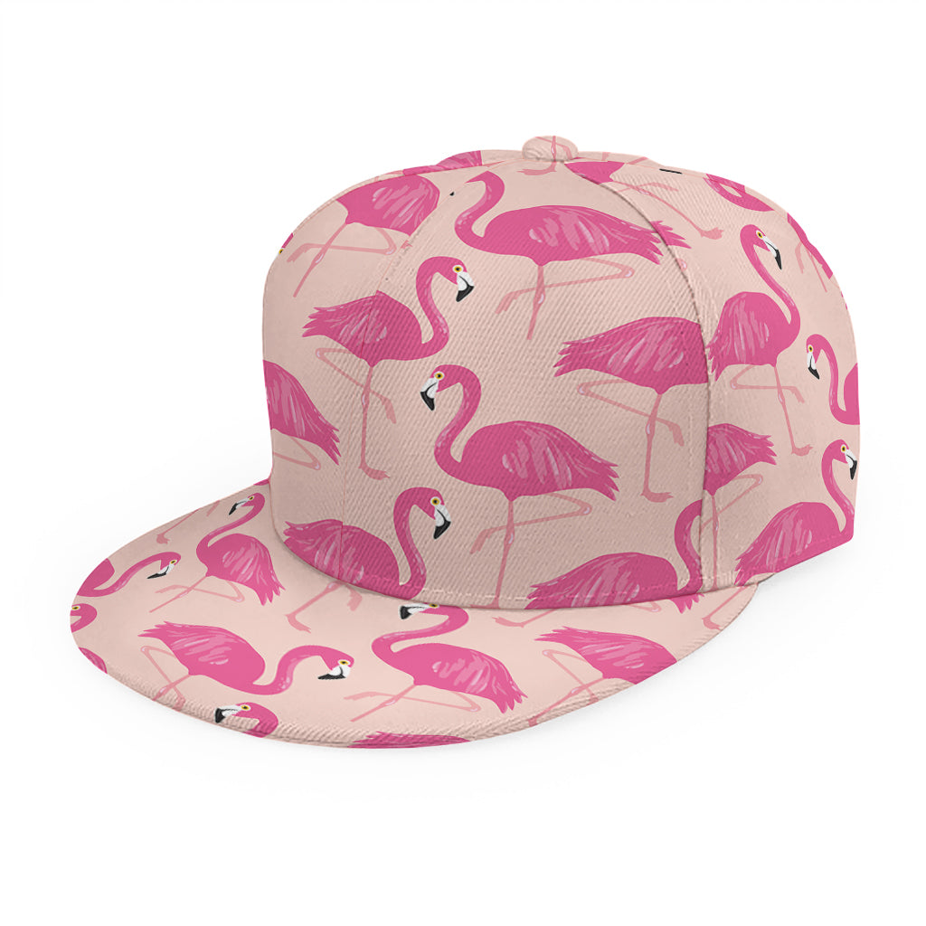 Pink Flamingo Pattern Print Snapback Cap