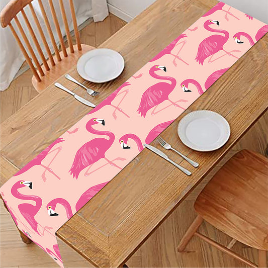 Pink Flamingo Pattern Print Table Runner