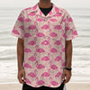 Pink Flamingo Pattern Print Textured Short Sleeve Shirt