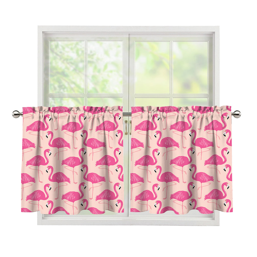 Pink Flamingo Pattern Print Tier Curtains