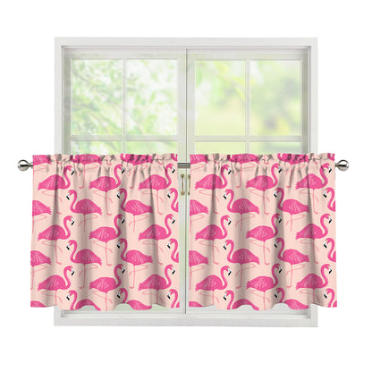 Pink Flamingo Pattern Print Tier Curtains