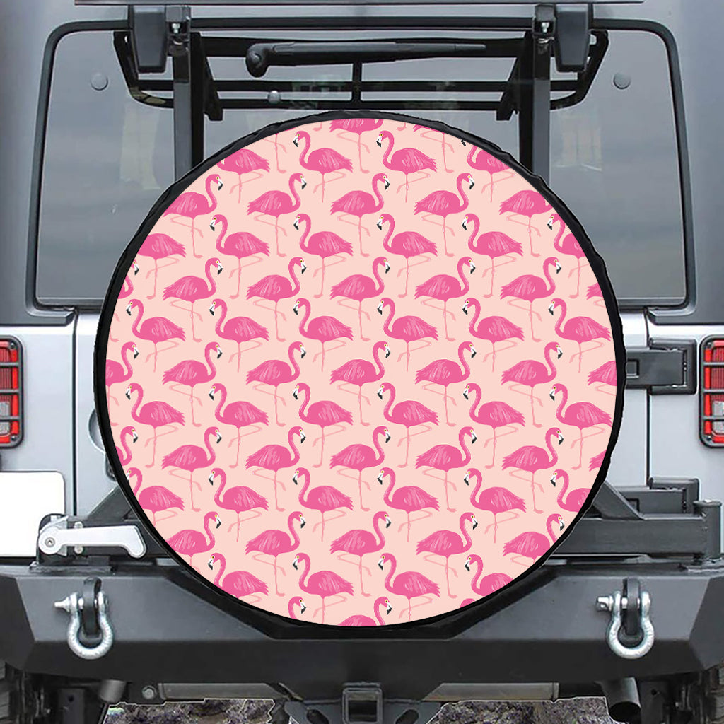 Pink Flamingo Pattern Print Tire Cover