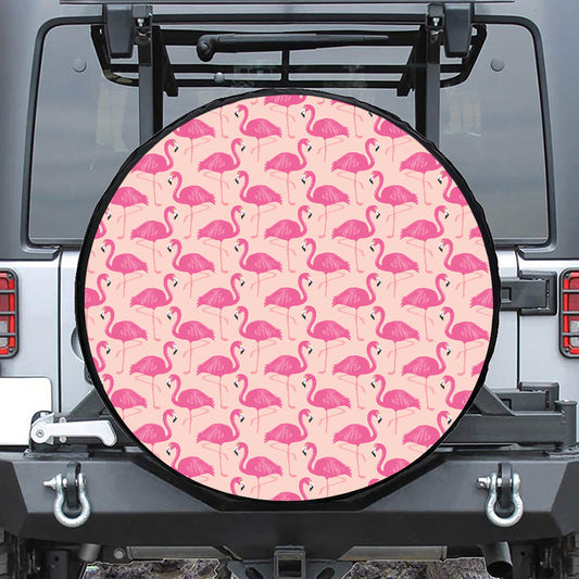 Pink Flamingo Pattern Print Tire Cover