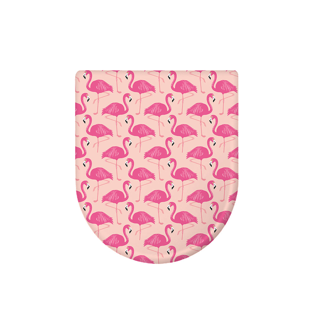 Pink Flamingo Pattern Print Toilet Lid Cover