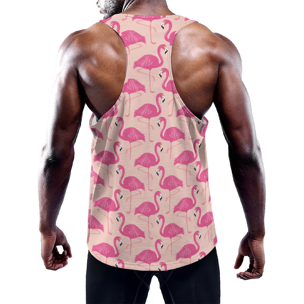 Pink Flamingo Pattern Print Training Tank Top