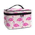 Pink Flamingo Pattern Print Travel Makeup Bag