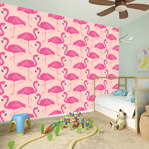 Pink Flamingo Pattern Print Wall Sticker