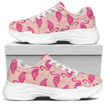Pink Flamingo Pattern Print White Chunky Shoes