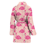 Pink Flamingo Pattern Print Women's Bathrobe