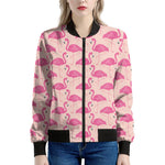 Pink Flamingo Pattern Print Women's Bomber Jacket