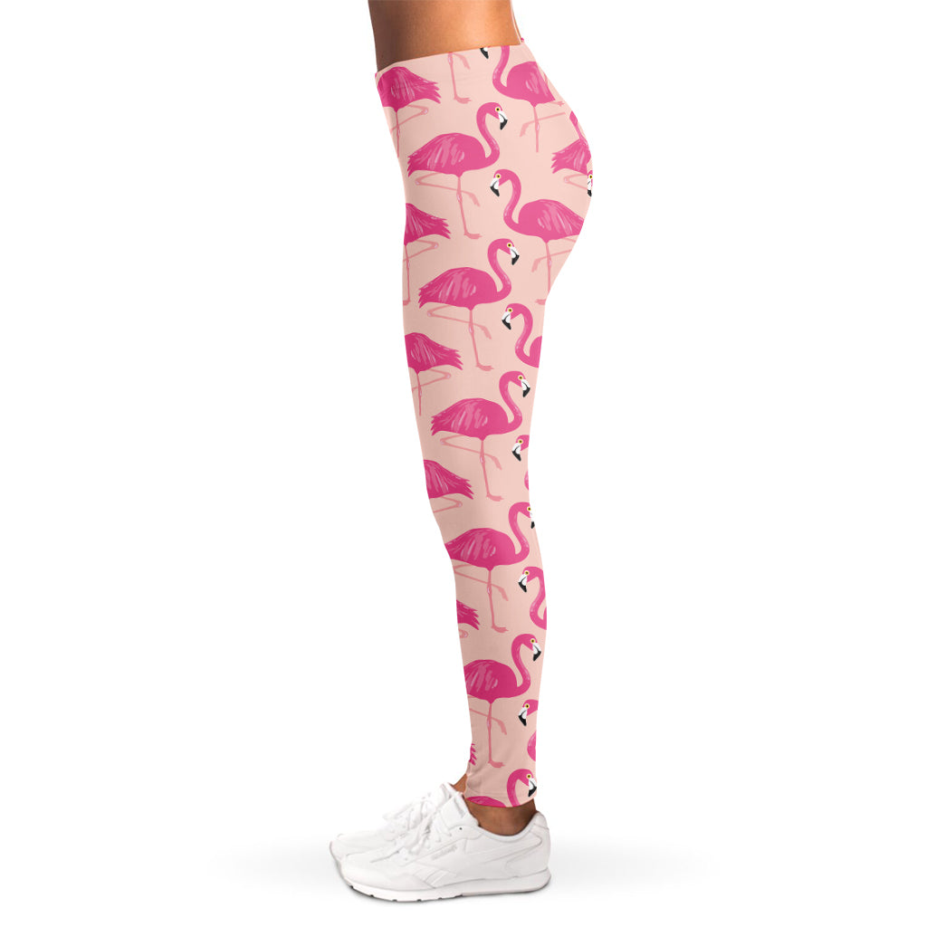 Pink Flamingo Pattern Print Women's Leggings