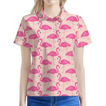 Pink Flamingo Pattern Print Women's Polo Shirt