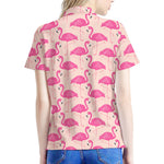 Pink Flamingo Pattern Print Women's Polo Shirt