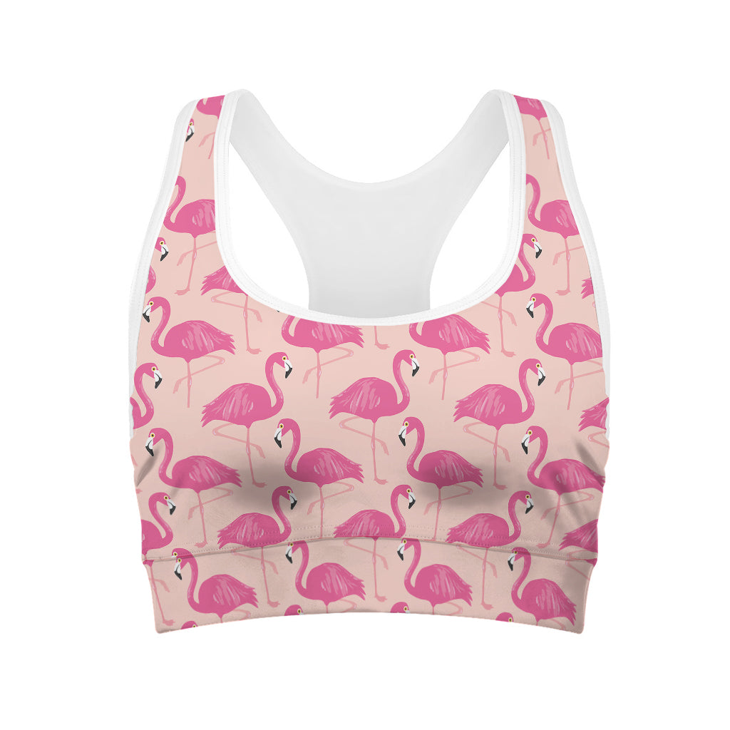 Pink Flamingo Pattern Print Women's Sports Bra