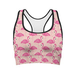 Pink Flamingo Pattern Print Women's Sports Bra