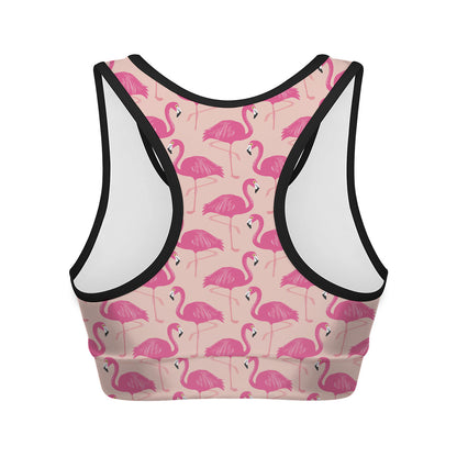 Pink Flamingo Pattern Print Women's Sports Bra