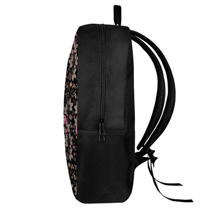Pink Floral Flower Pattern Print 17 Inch Backpack