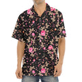 Pink Floral Flower Pattern Print Aloha Shirt