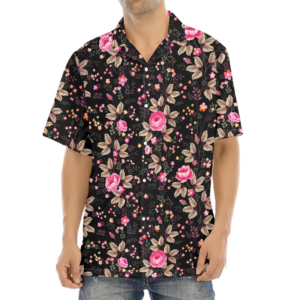 Pink Floral Flower Pattern Print Aloha Shirt