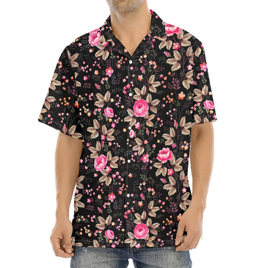 Pink Floral Flower Pattern Print Aloha Shirt