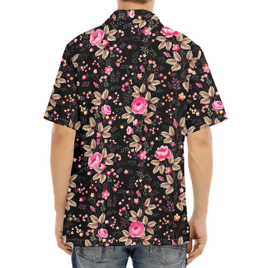 Pink Floral Flower Pattern Print Aloha Shirt