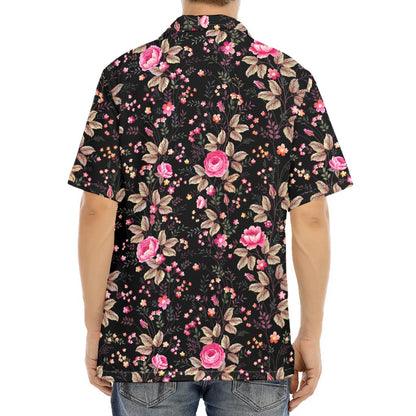 Pink Floral Flower Pattern Print Aloha Shirt